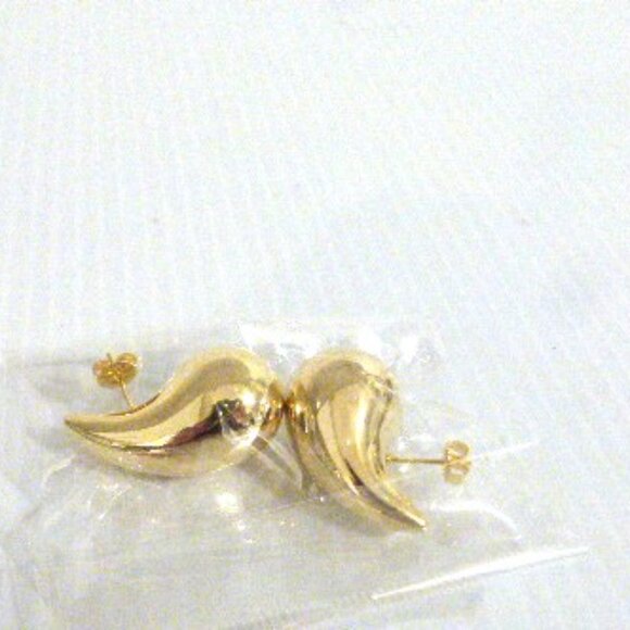 .925 TEARDROP Earrings Gold Tone w/ .925 Posts & Gift Pouch Stocking Stuffer - Picture 5 of 8